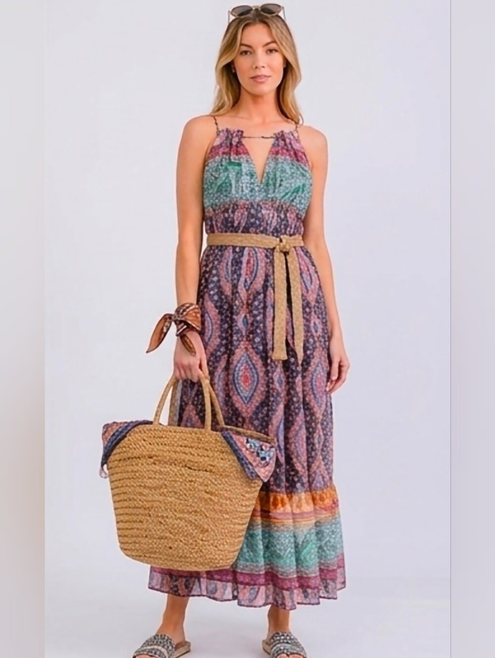 Multicolor Paisley Maxi Dress